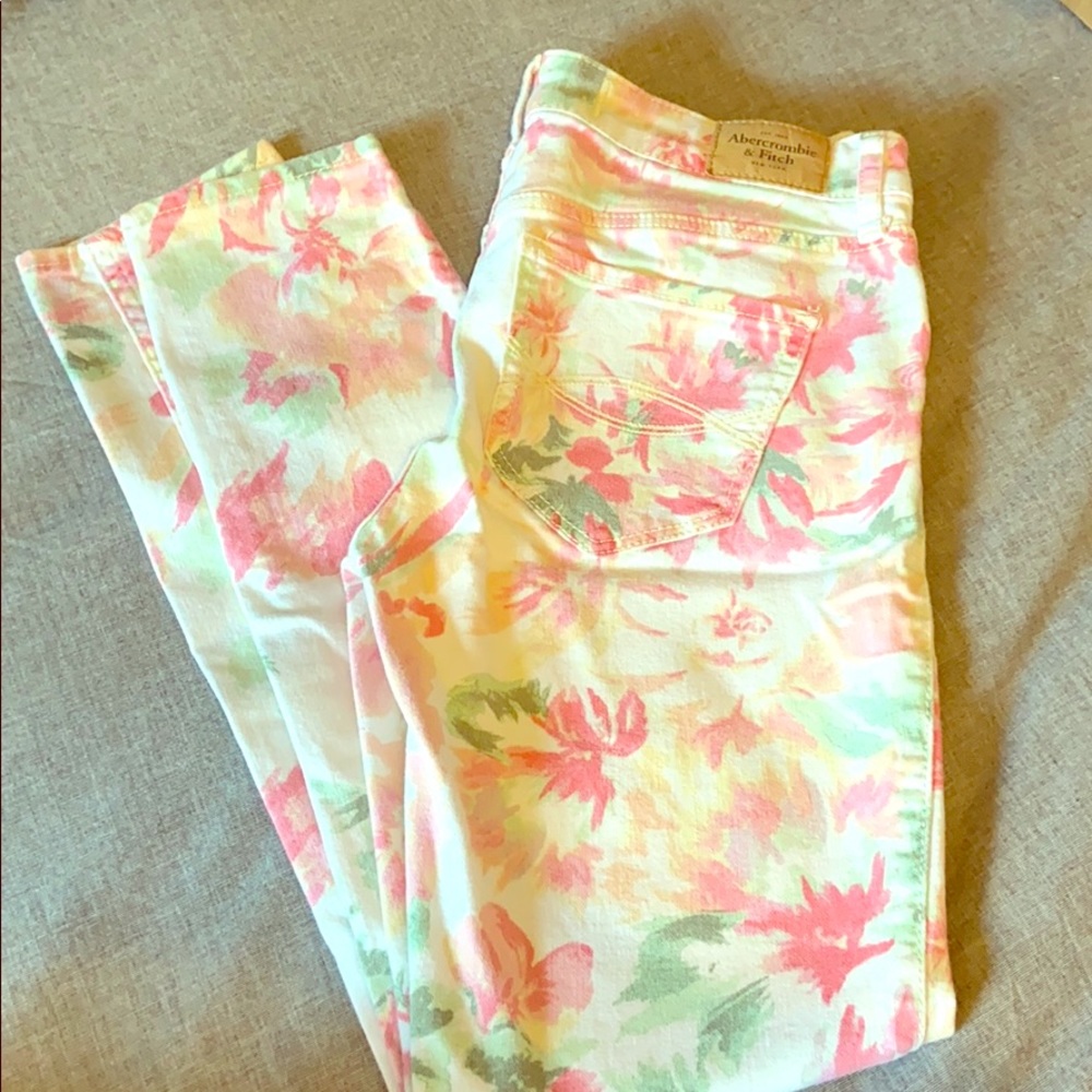 Abercrombie and Fitch Floral Jeans